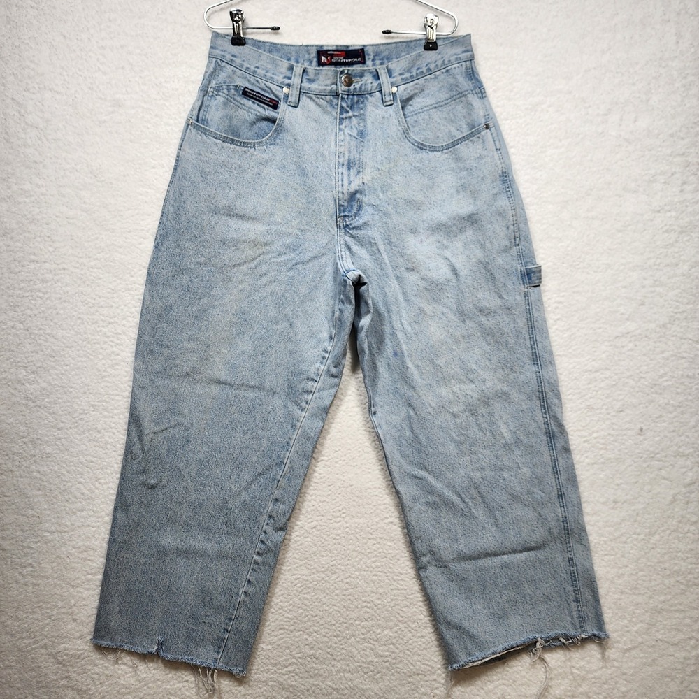 Vintage Southpole Carpenter Jeans 34 Baggy Y2K Distressed Raw Hem Made Hong Kong